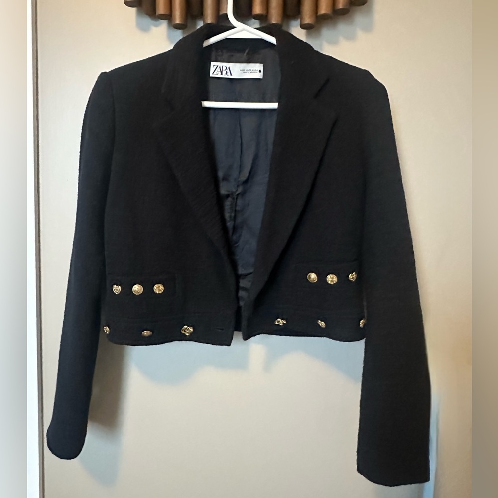 Zara Black & Gold Tailored Blazer